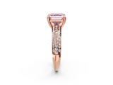 Rose gold Fancy Pink Asscher  Cut Pave Diamond Engagement Ring with Channel Set Band and Four-Prong Setting_2