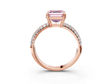 Rose gold Fancy Pink Asscher  Cut Pave Diamond Engagement Ring with Channel Set Band and Four-Prong Setting_3