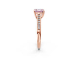 Rose gold Fancy Pink Asscher Cut Solitaire Cathedral Diamond Engagement Ring with Channel-Set Band and Four-Prong Setting_5