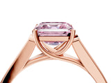 Rose gold Fancy Pink Asscher Cut Solitaire Cathedral Diamond Engagement Ring with Channel-Set Band and Four-Prong Setting_7