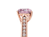 Rose gold Fancy Pink Asscher Cut Solitaire Cathedral Diamond Engagement Ring with Channel-Set Band and Four-Prong Setting_8