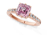 Rose gold Fancy Pink Asscher Cut Solitaire Diamond Engagement Ring with Pavé Band and Six-Prong Setting_1