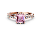Rose gold Fancy Pink Asscher Cut Solitaire Diamond Engagement Ring with Pavé Band and Six-Prong Setting_24