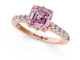 Rose gold Fancy Pink Asscher Cut Solitaire Diamond Engagement Ring with Pavé Band and Six-Prong Setting_25