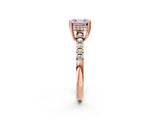 Rose gold Fancy Pink Asscher Cut Solitaire Diamond Engagement Ring with Pavé Band and Six-Prong Setting_26