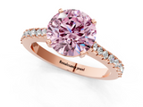 Rose gold Fancy Pink Asscher  Cut Solitaire Diamond Engagement Ring with Pave Band and Four-Prong Setting_1