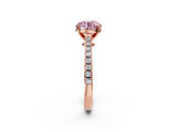 Rose gold Fancy Pink Asscher  Cut Solitaire Diamond Engagement Ring with Pave Band and Four-Prong Setting_2