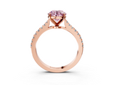 Rose gold Fancy Pink Asscher  Cut Solitaire Diamond Engagement Ring with Pave Band and Four-Prong Setting_3