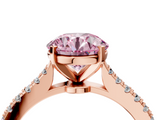 Rose gold Fancy Pink Asscher  Cut Solitaire Diamond Engagement Ring with Pave Band and Four-Prong Setting_4