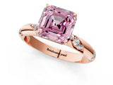 Rose gold Fancy Pink Asscher Cut Solitaire Diamond Engagement Ring with Twisted Pave Band and Four-Prong Setting_4