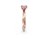 Rose gold Fancy Pink Asscher Cut Solitaire Diamond Engagement Ring with Twisted Pave Band and Four-Prong Setting_5