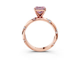 Rose gold Fancy Pink Asscher Cut Solitaire Diamond Engagement Ring with Twisted Pave Band and Four-Prong Setting_6