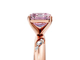 Rose gold Fancy Pink Asscher Cut Solitaire Diamond Engagement Ring with Twisted Pave Band and Four-Prong Setting_8