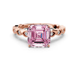 Rose gold Fancy Pink Asscher Cut Solitaire Diamond Ring with Infinity Twist Band and Four-Prong Setting_12