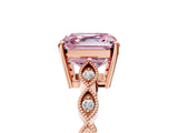 Rose gold Fancy Pink Asscher Cut Solitaire Diamond Ring with Infinity Twist Band and Four-Prong Setting_17