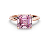 Rose gold Fancy Pink Asscher Cut Solitaire Diamond Ring with Six-Prong Setting and Classic Band_12
