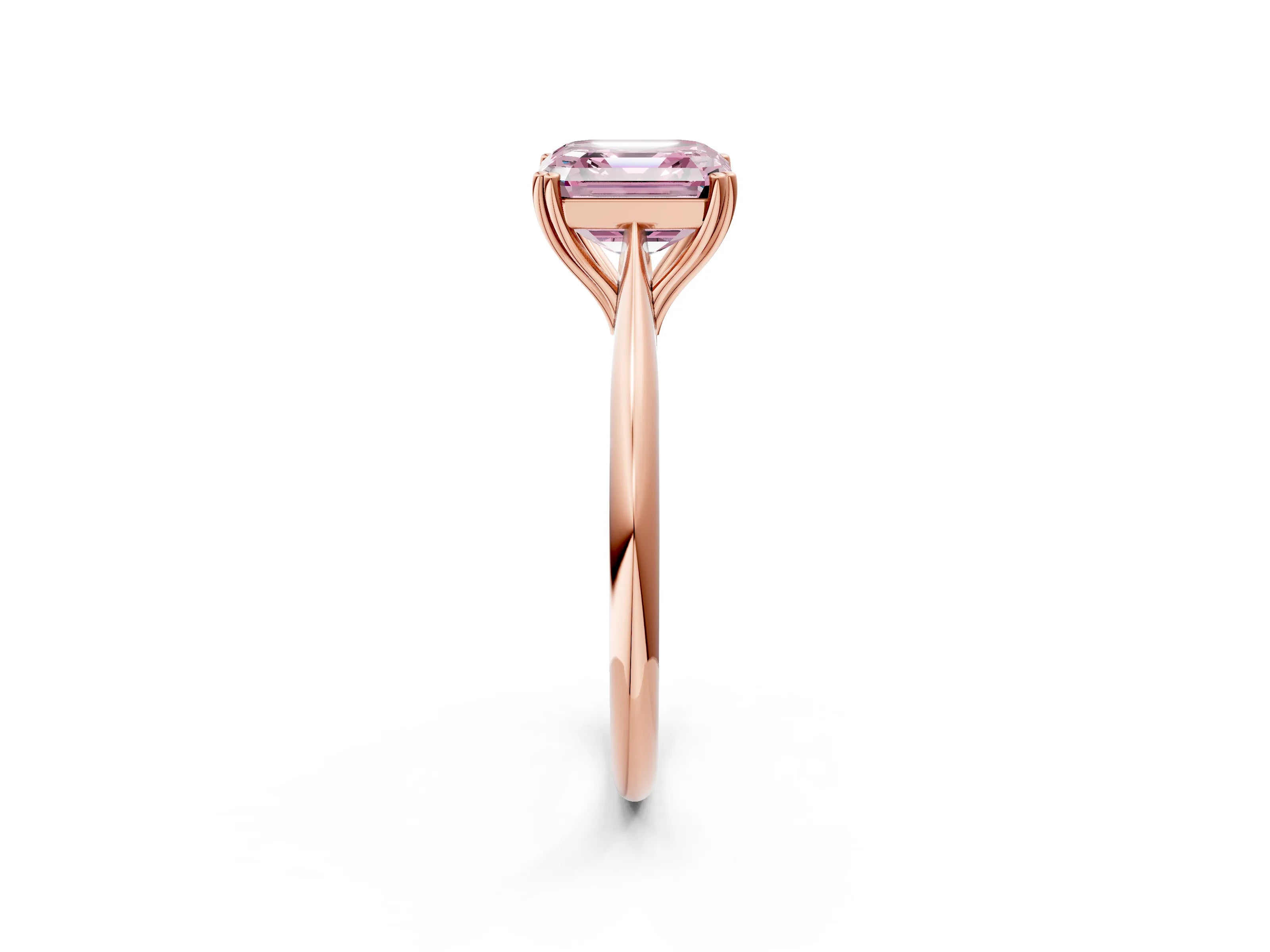 Rose gold Fancy Pink Asscher Cut Solitaire Diamond Ring with Six-Prong Setting and Classic Band_2