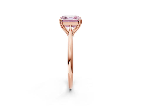 Rose gold Fancy Pink Asscher Cut Solitaire Diamond Ring with Six-Prong Setting and Classic Band_2
