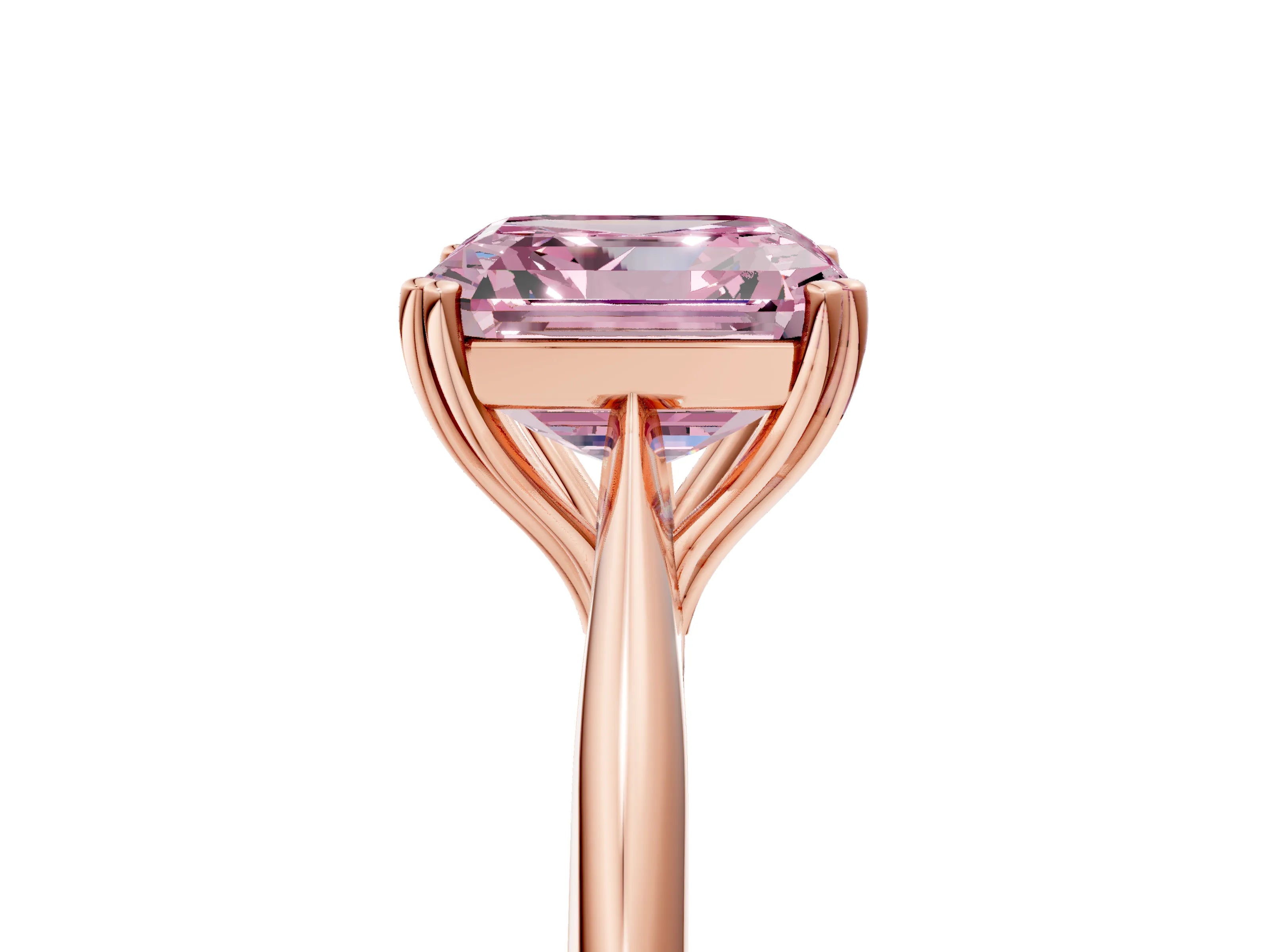 Rose gold Fancy Pink Asscher Cut Solitaire Diamond Ring with Six-Prong Setting and Classic Band_5