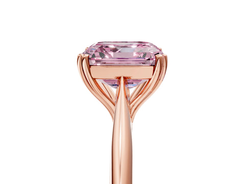 Rose gold Fancy Pink Asscher Cut Solitaire Diamond Ring with Six-Prong Setting and Classic Band_5
