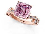 Rose gold Fancy Pink Asscher  Cut Solitaire Diamond Twisted Band with Pave Setting_18