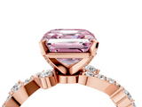 Rose gold Fancy Pink Asscher  Cut Solitaire Diamond Twisted Band with Pave Setting_21