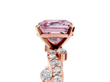 Rose gold Fancy Pink Asscher  Cut Solitaire Diamond Twisted Band with Pave Setting_22