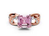 Rose gold Fancy Pink Asscher  Cut Solitaire Diamond with Side Stones on Criss-Cross Band and Four-Prong Setting_17