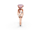 Rose gold Fancy Pink Asscher  Cut Solitaire Diamond with Side Stones on Criss-Cross Band and Four-Prong Setting_19