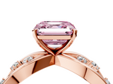 Rose gold Fancy Pink Asscher  Cut Solitaire Diamond with Side Stones on Criss-Cross Band and Four-Prong Setting_21