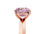 Rose gold Fancy Pink Asscher  Cut Solitaire Engagement Ring with Flat Band and Four-Prong Setting 1