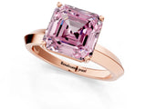 Rose gold Fancy Pink Asscher  Cut Solitaire Engagement Ring with Flat Band and Four-Prong Setting 3
