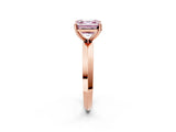 Rose gold Fancy Pink Asscher  Cut Solitaire Engagement Ring with Flat Band and Four-Prong Setting 4