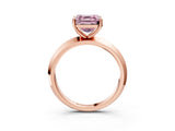 Rose gold Fancy Pink Asscher  Cut Solitaire Engagement Ring with Flat Band and Four-Prong Setting 5
