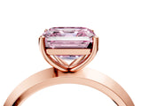 Rose gold Fancy Pink Asscher  Cut Solitaire Engagement Ring with Flat Band and Four-Prong Setting