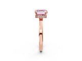 Rose gold Fancy Pink Asscher  Cut Solitaire Engagement Ring with Four-Prong Setting on a Classic Band_2