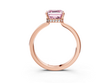 Rose gold Fancy Pink Asscher  Cut Solitaire Engagement Ring with Four-Prong Setting on a Classic Band_3