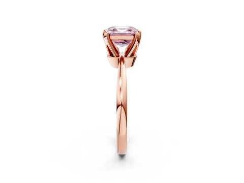 Rose gold Fancy Pink Asscher Cut Solitaire Engagement Ring with Six-Prong Setting and Tapered Band_2