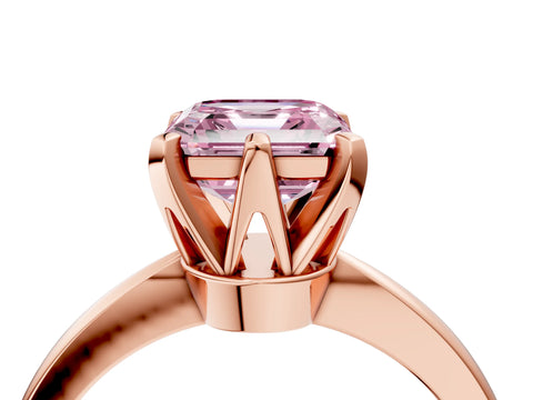 Rose gold Fancy Pink Asscher Cut Solitaire Engagement Ring with Six-Prong Setting and Tapered Band_4