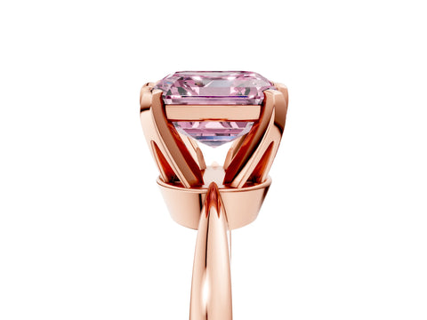 Rose gold Fancy Pink Asscher Cut Solitaire Engagement Ring with Six-Prong Setting and Tapered Band_5
