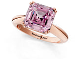 Rose gold Fancy Pink Asscher  Cut Solitaire Engagement Ring with Tapered Band and Four-Prong Setting 1