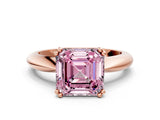 Rose gold Fancy Pink Asscher  Cut Solitaire Engagement Ring with Tapered Band and Four-Prong Setting