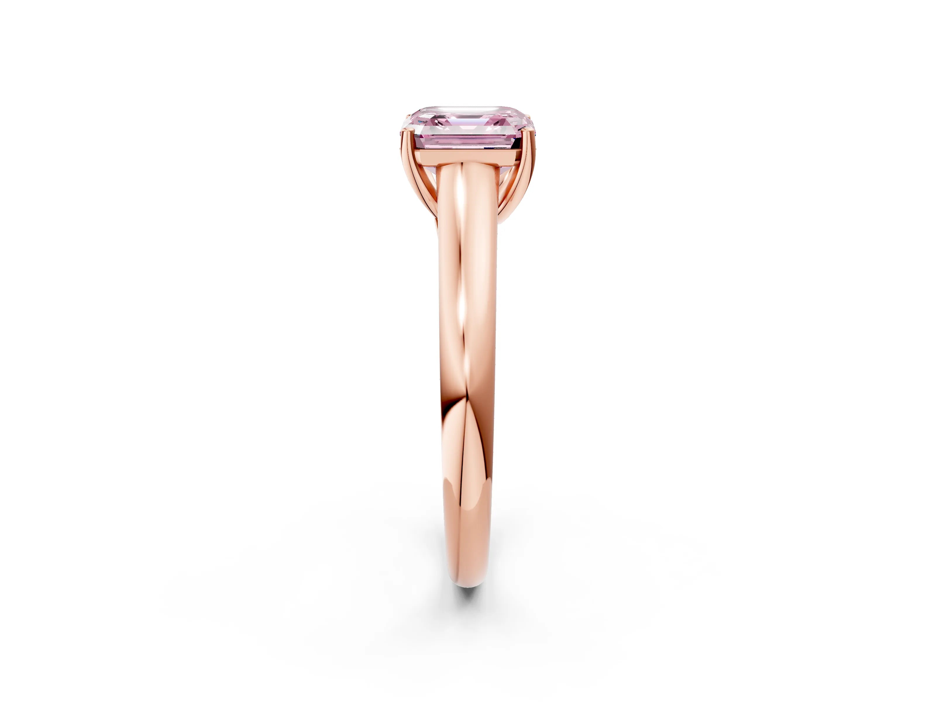 Rose gold Fancy Pink Asscher Cut Solitaire Engagement Ring with Tapered Band and Four-Prong Setting_5