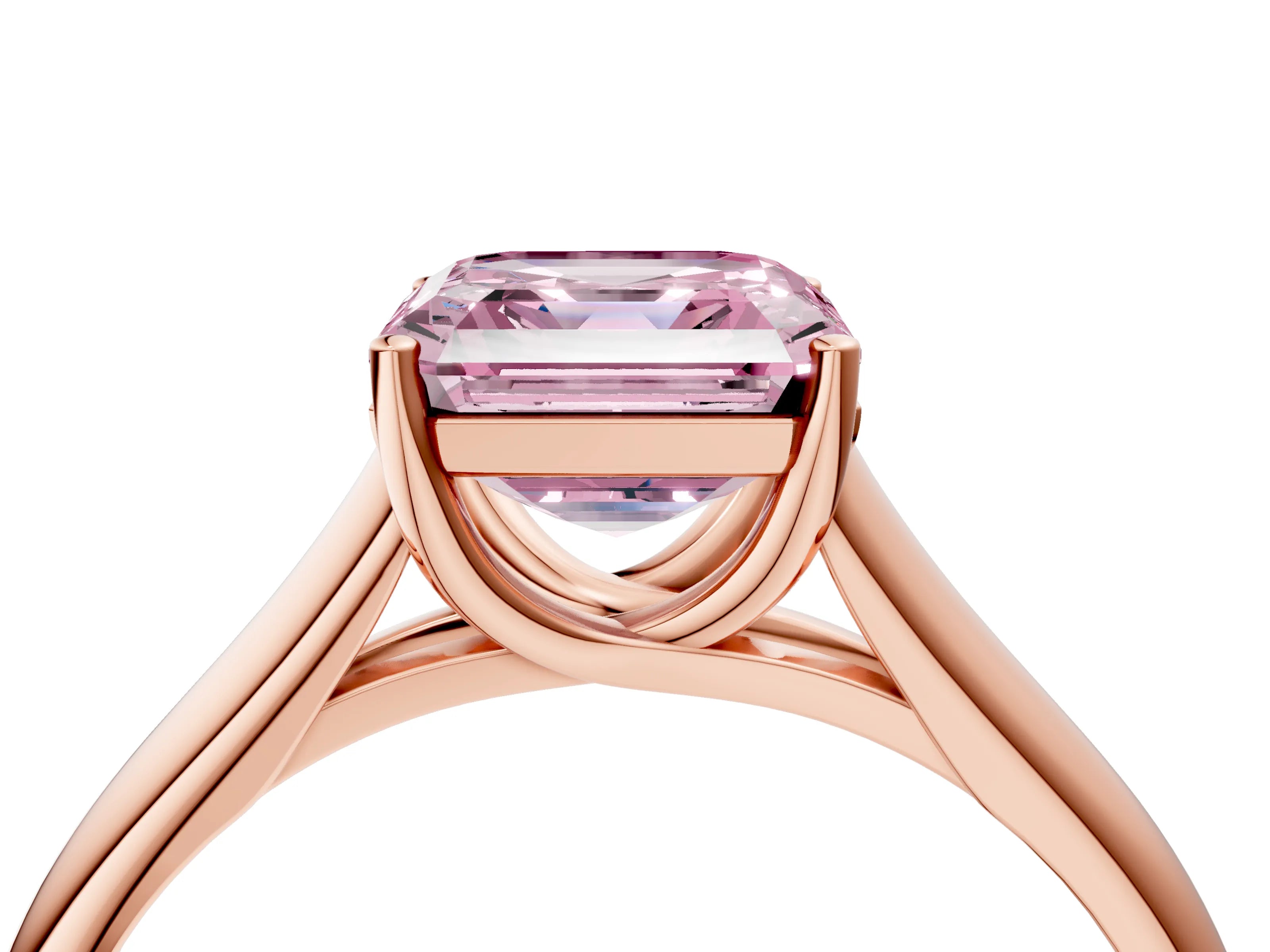 Rose gold Fancy Pink Asscher Cut Solitaire Engagement Ring with Tapered Band and Four-Prong Setting_7