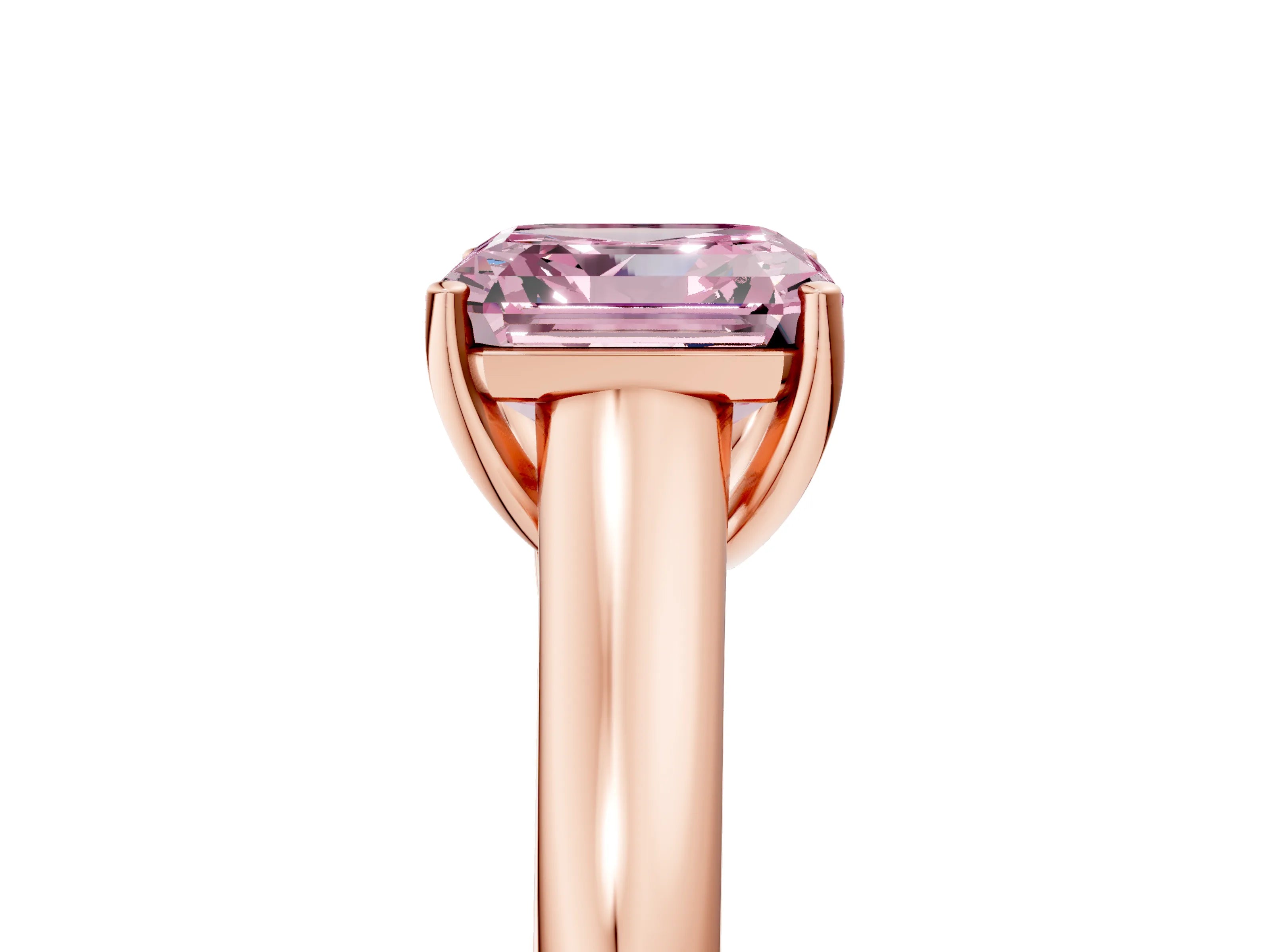 Rose gold Fancy Pink Asscher Cut Solitaire Engagement Ring with Tapered Band and Four-Prong Setting_8