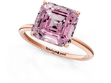 Rose gold Fancy Pink Asscher  Cut Solitaire Engagement Ring with Thin Band and Four-Prong Setting_4