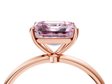 Rose gold Fancy Pink Asscher  Cut Solitaire Engagement Ring with Thin Band and Four-Prong Setting_7