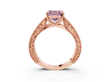 Rose gold Fancy Pink Asscher  Cut Solitaire Engraved Band with Four-Prong Setting_3