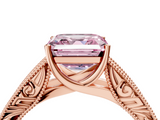Rose gold Fancy Pink Asscher  Cut Solitaire Engraved Band with Four-Prong Setting_4