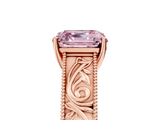 Rose gold Fancy Pink Asscher  Cut Solitaire Engraved Band with Four-Prong Setting_5